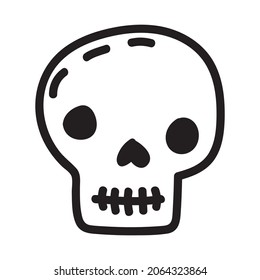 Hand drawn cartoon doodle skull. Funny cartoon skull isolated on white background.