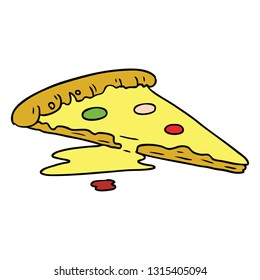 hand drawn cartoon doodle of a slice of pizza