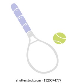 hand drawn cartoon doodle tennis racket and ball