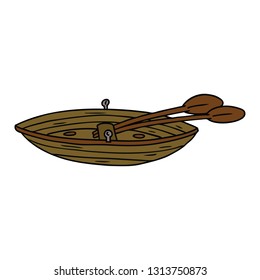 hand drawn cartoon doodle of a wooden boat