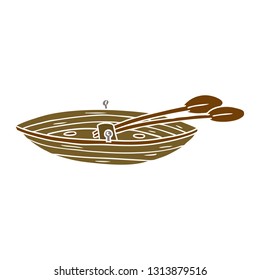 hand drawn cartoon doodle of a wooden boat