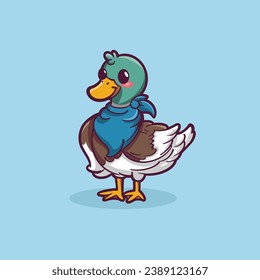 Hand drawn cartoon duck illustration