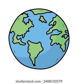 Hand drawn cartoon earth vector illustration