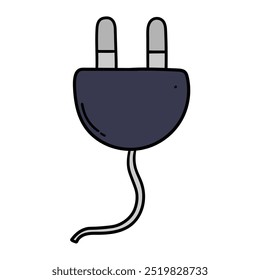 Hand drawn cartoon electric plug isolated on a white background. Vector illustration.