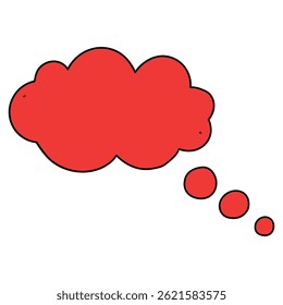 Hand drawn cartoon empty red speech bubble isolated on white background. Vector illustration.