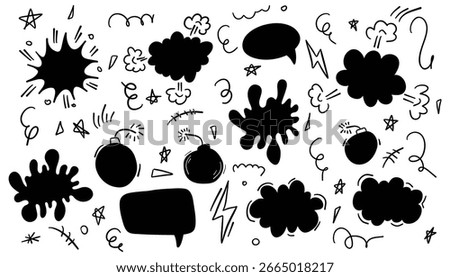 Hand drawn cartoon explosion bomb effect, splash element. comic bomb boom vector doodle. hand drawn doodle vector illustration