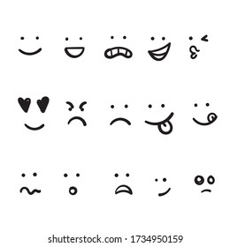 Set Emotional Hand Drawn Faces Stock Vector (Royalty Free) 730600888