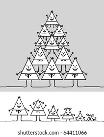 hand drawn cartoon family - triangles