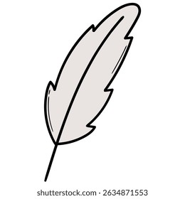 Hand drawn cartoon feather pen isolated on white background. Vector illustration.