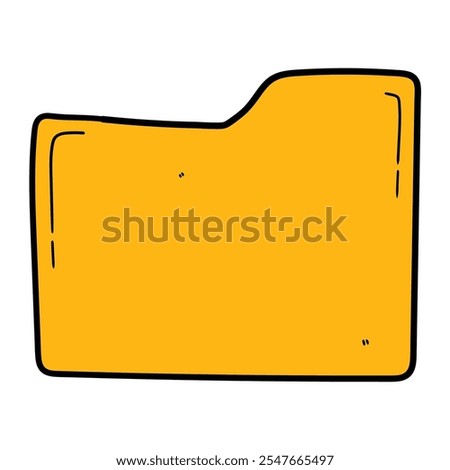 Hand drawn cartoon file folder icon isolated on white background. Vector illustration.