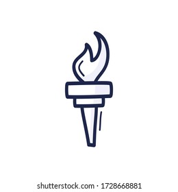 Dibujo manual de la estatua de la libertad en el fuego aislada. Ilustración vectorial para el 4 de julio con el fuego Escultura USA Nueva York. Símbolo estadounidense de libertad. Histórico, diseño.