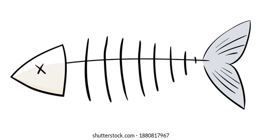 Hand Drawn Cartoon Fish Skeleton