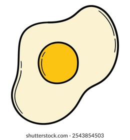 Hand drawn cartoon fried egg isolated on white background. Vector illustration.