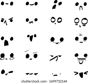 hand drawn cartoon funny emotional faces set