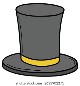 Chapéu de cavalheiro desenhado à mão isolado no fundo branco. Ilustração vetorial.
