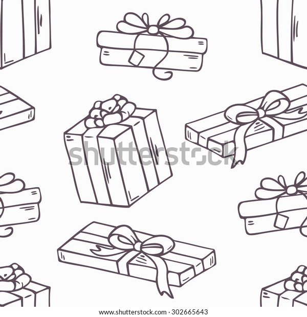 Hand Drawn Cartoon Gift Box Outline Stock Vector (Royalty Free ...