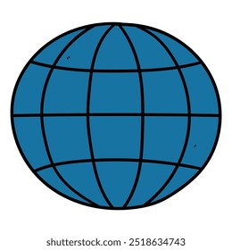 Hand drawn cartoon globe icon isolated on white background. Vector illustration.
