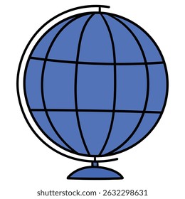 Dibujado a mano globo de dibujos animados con soporte aislado sobre fondo blanco. Ilustración vectorial.