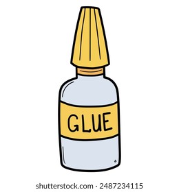 Hand drawn cartoon glue bottle isolated on a white background. Vector illustration.