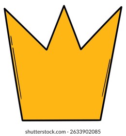 Hand drawn cartoon gold crown isolated on white background. Vector illustration.