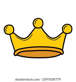 Hand drawn cartoon golden crown isolated on white background. Vector illustration.