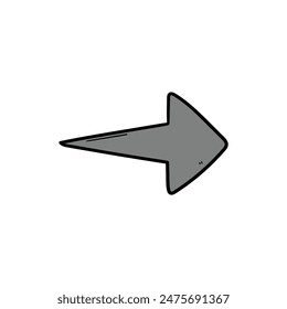 Hand drawn cartoon gray arrow isolated on white background. Vector illustration.