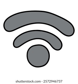 Hand drawn cartoon gray wi-fi icon isolated on white background. Vector illustration.