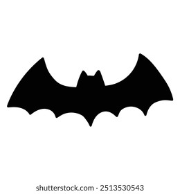 Hand drawn cartoon halloween bat silhouette isolated on white background. Vector illustration.
