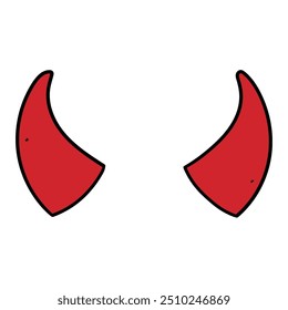 Hand drawn cartoon halloween devil horns isolated on white background. Vector illustration.