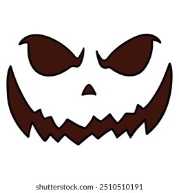 Hand drawn cartoon halloween pumpkin face isolated on white background. Vector illustration.