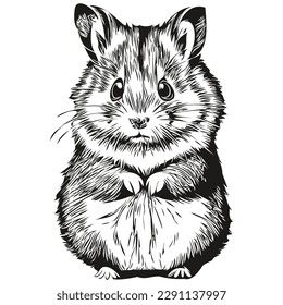 Hand drawn cartoon hamster, vector vintage illustration hamsters
