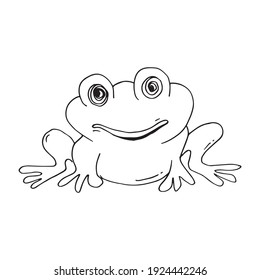 hand drawn cartoon happy frog vector illustration.