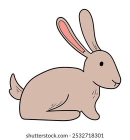 Liebre de dibujos animados dibujados a mano aislados sobre fondo blanco. Ilustración vectorial.