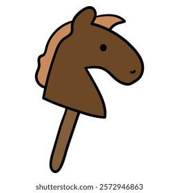 Hand drawn cartoon hobby horse toy icon isolated on white background. Vector illustration.