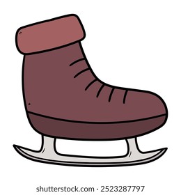 Handgezeichneter Cartoon-Eishockey-Schlittschuh einzeln auf weißem Hintergrund. Vektorgrafik.