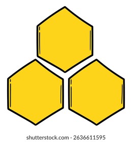 Hand drawn cartoon honeycombs isolated on white background. Vector illustration.