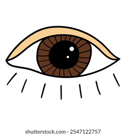 Hand drawn cartoon human eye isolated on white background. Vector illustration.