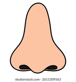 Hand drawn cartoon human nose isolated on white background. Vector illustration.