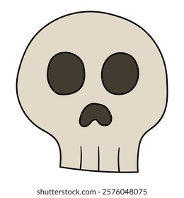 Hand drawn cartoon human skull isolated on white background. Vector illustration.