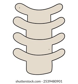 Dibujado a mano de la columna vertebral humana de dibujos animados aislados sobre fondo blanco. Ilustración vectorial.