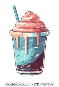 Hand drawn cartoon ice cream icon isolated
