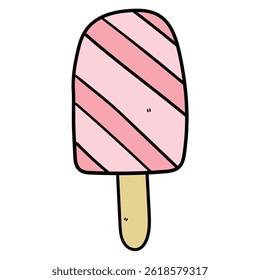 Mão desenhado desenho de picolé de sorvete isolado no fundo branco. Ilustração vetorial.
