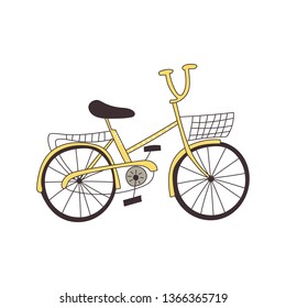 Hand drawn cartoon icon with bicycle vector illustration