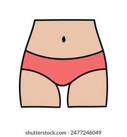 Hand drawn cartoon icon woman's body part v line isolated on white background. Vector illustration.