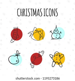Hand drawn cartoon icons for Christmas holiday. Best for use in card, greetings,poster .