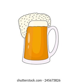 Hand drawn cartoon illustration of beer mug