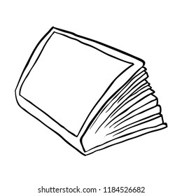 hand drawn cartoon illustration doodle of a book isolated on white background