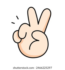 hand drawn cartoon illustration of hand with peace sign.