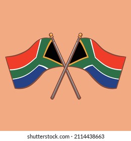 Hand Drawn Cartoon Illustration Of South African Flag

