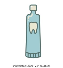 Dibujo manual de la ilustración del tubo de pasta dental. Sobre fondo blanco